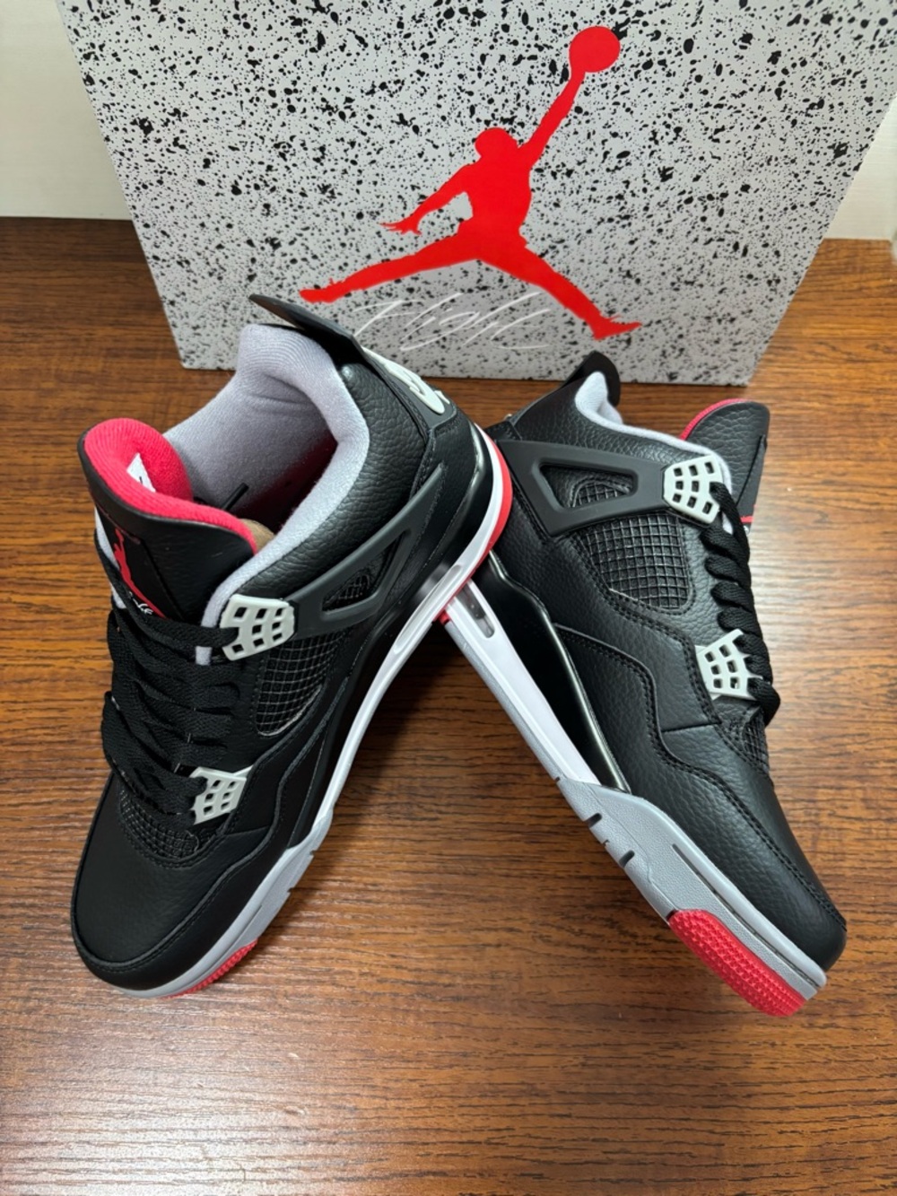 Air Jordan 4 Retro Bred Reimagined 2024 -Men's Black/Red Basketball Sneakers - Picture 5 of 7